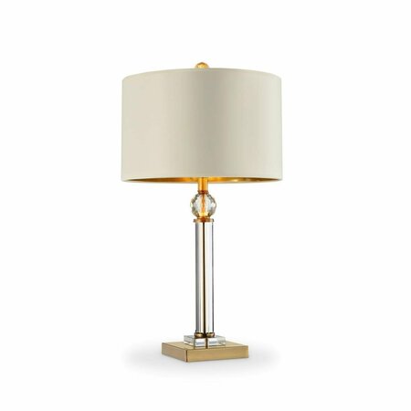 HOMEROOTS Crystal Accent Desk Lamp, Matte Gold, Clear & Off White 468828